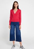 Bayan Pembe Uzun Kollu Kruvaze Triko