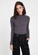 Bayan Gri Kol Detaylı Balıkçı Yaka Triko