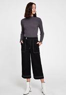 Bayan Gri Kol Detaylı Balıkçı Yaka Triko