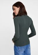 Bayan Yeşil Kol Detaylı Balıkçı Yaka Triko