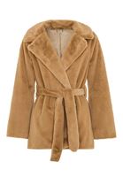 Bayan Kahverengi Bağlamalı Kürk Ceket