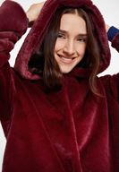 Bayan Bordo Suni Kürk Kapüsonlu Ceket
