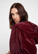 Bayan Bordo Suni Kürk Kapüsonlu Ceket