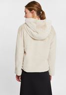 Bayan Krem Suni Kürk Kapüsonlu Ceket