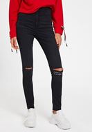 Bayan Siyah Yüksek Bel Slogan Detaylı Pantolon