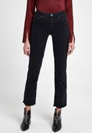 Bayan Siyah Yüksek Bel Crop Straight Jean