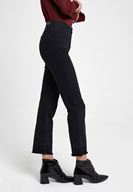 Bayan Siyah Yüksek Bel Crop Straight Jean