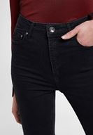 Bayan Siyah Yüksek Bel Crop Straight Jean