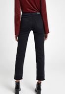 Bayan Siyah Yüksek Bel Crop Straight Jean