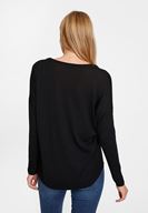 Bayan Siyah V Yaka Yanları Detaylı Triko