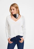 Bayan Krem V Yaka Yanları Detaylı Triko