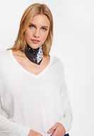 Bayan Krem V Yaka Yanları Detaylı Triko