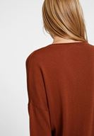 Bayan Kahverengi V Yaka Yanları Detaylı Triko