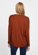 Bayan Kahverengi V Yaka Yanları Detaylı Triko