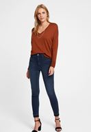 Bayan Kahverengi V Yaka Yanları Detaylı Triko