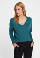 Bayan Yeşil V Yaka Yanları Detaylı Triko