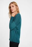 Bayan Yeşil V Yaka Yanları Detaylı Triko