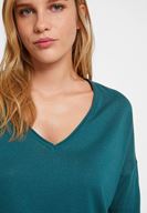 Bayan Yeşil V Yaka Yanları Detaylı Triko