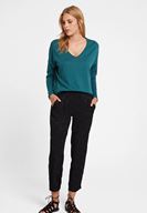 Bayan Yeşil V Yaka Yanları Detaylı Triko