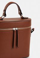 Bayan Kahverengi Fermuar Detaylı Kutu Çanta