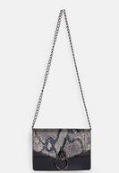 Bayan Siyah Yılan Derisi Desenli Askılı Çanta