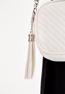 Bayan Beyaz Püskül Detaylı Zincir Askılı Çanta