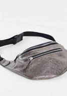 Bayan Gümüş Parlak Bel Çantası