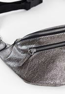 Bayan Gümüş Parlak Bel Çantası