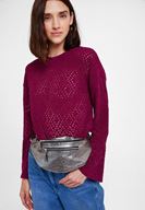 Bayan Gümüş Parlak Bel Çantası