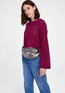 Bayan Gümüş Parlak Bel Çantası