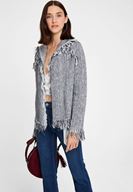 Bayan Siyah Melanj Püskül Detaylı Hırka