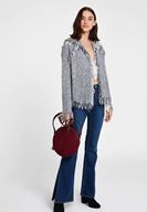 Bayan Siyah Melanj Püskül Detaylı Hırka