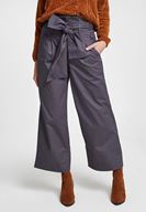 Bayan Gri Beli Bağlamalı Bol Pantolon