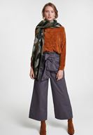 Bayan Gri Beli Bağlamalı Bol Pantolon