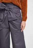 Bayan Gri Beli Bağlamalı Bol Pantolon