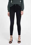 Bayan Siyah Yüksek Bel Paça Detaylı Denim