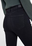Bayan Siyah Yüksek Bel Paça Detaylı Denim