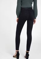 Bayan Siyah Yüksek Bel Paça Detaylı Denim