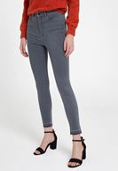 Bayan Gri Yüksek Bel Paça Detaylı Denim