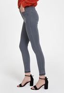 Bayan Gri Yüksek Bel Paça Detaylı Denim