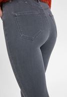 Bayan Gri Yüksek Bel Paça Detaylı Denim