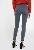 Bayan Gri Yüksek Bel Paça Detaylı Denim