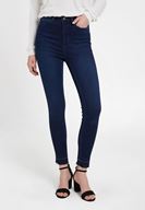 Bayan Mavi Yüksek Bel Paça Detaylı Denim