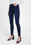 Bayan Mavi Yüksek Bel Paça Detaylı Denim