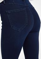 Bayan Mavi Yüksek Bel Paça Detaylı Denim