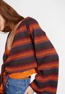 Bayan Çok Renkli Desenli Bağlama Detaylı Triko