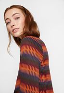 Bayan Çok Renkli Desenli Bağlama Detaylı Triko