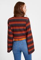 Bayan Çok Renkli Desenli Bağlama Detaylı Triko