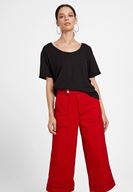 Bayan Siyah U Yaka Basic Modal Karışımlı Tişört