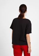 Bayan Siyah U Yaka Basic Modal Karışımlı Tişört